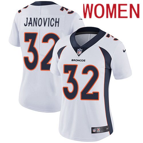 Women Denver Broncos #32 Andy Janovich White Nike Vapor Limited NFL Jersey->women nfl jersey->Women Jersey